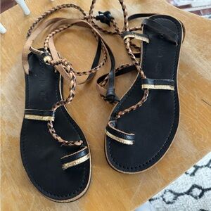 Cocobelle Black and Gold Women's Sandals